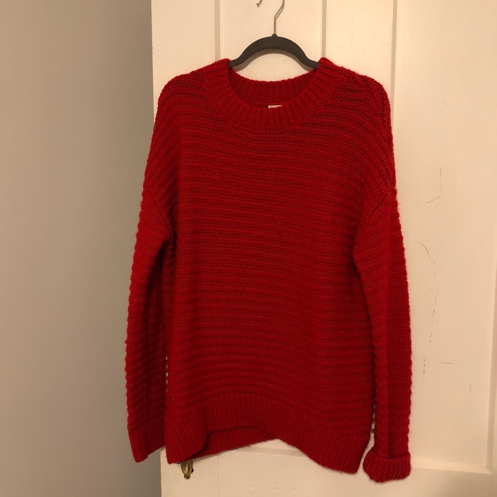 H&M Red Cable Knit Oversized Sweater S (M/L)